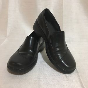 Clarks Black Leather Low Heeled Slip On Shoe